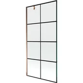 Parawany nawannowe - Mexen Next parawan nawannowy 1-skrzydłowy 90 x 150 cm, czarny wzór, różowe złoto - miniaturka - grafika 1