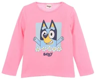 Bluzki damskie - Bluzka dla dziewczynek, długi rękaw, Bluey, Ludo Studio, bawełna, poliester, kolor różowy, rozmiar 116 cm - miniaturka - grafika 1