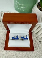 Spinki do mankietów i krawatów - SPINKI DO MANKIETÓW koszuli mankietu skuter niebieski - miniaturka - grafika 1