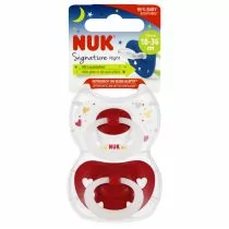 Nuk Smoczek uspokajający silikonowy 18-36m Signature Night 10177166 2 szt. - Smoczki uspokajające - miniaturka - grafika 1