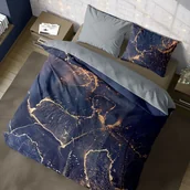 Pościel - Pościel z bawełny satynowej, Minerals 010, granat i złoto, 200x220 cm, 3-częściowa - miniaturka - grafika 1