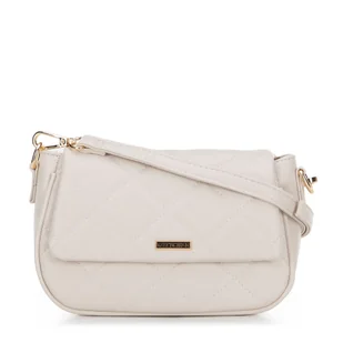 Damska crossbody z ekoskóry w przeszycia kremowa - Torebki damskie - miniaturka - grafika 1