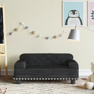 vidaXL Sofa dla dzieci, czarna, 70x45x30 cm, aksamit - Meble do sypialni - miniaturka - grafika 1
