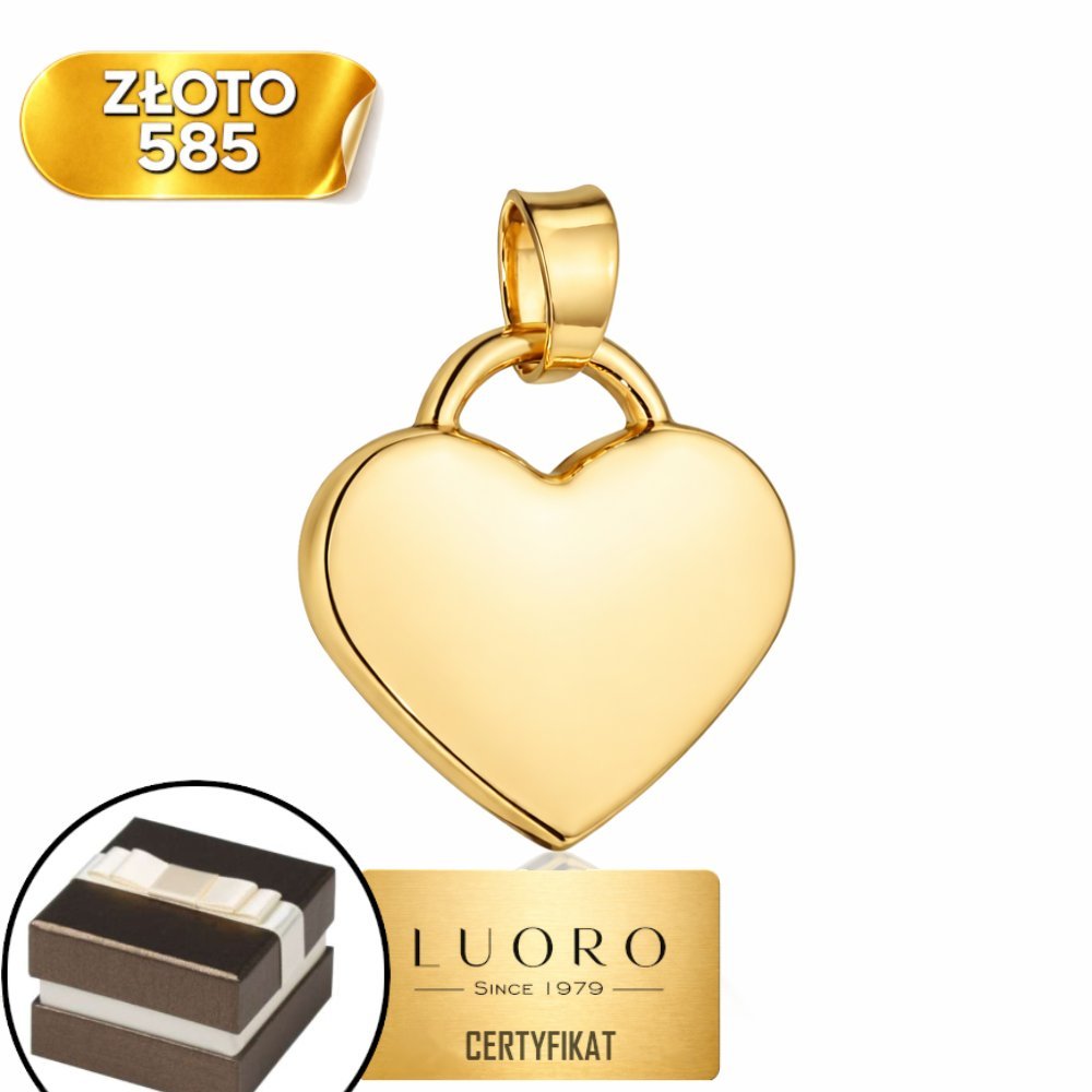 ZAWIESZKA ZŁOTA 585 14K SERCE GŁADKIE 1,6 CM SUBTELNA ELEGANCJA