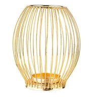 Świeczniki - Świecznik metalowy szprosowy 12 x 12 x 18 cm złoty - miniaturka - grafika 1