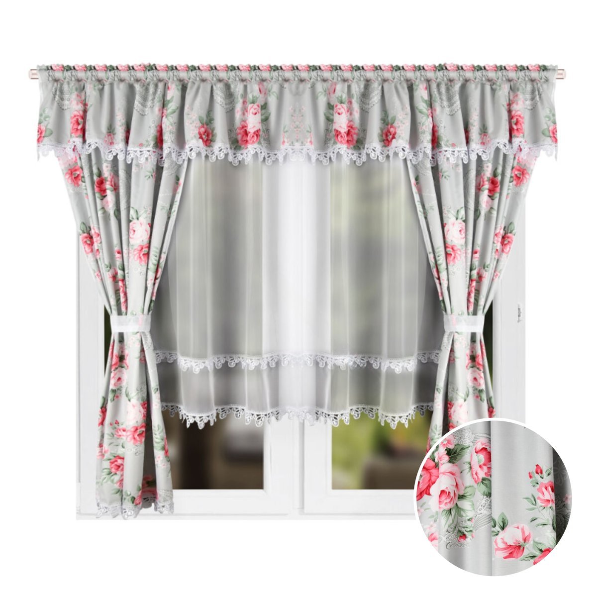 FIRANA GOTOWA WOAL 400x160 FIRANA KOLOROWA ZASŁONA NA POJEDYNCZY KARNISZ