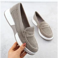 Półbuty damskie - Półbuty damskie ażurowe na platformie szare Sergio Leone 095H - miniaturka - grafika 1