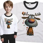 Piżamy dla dziewczynek - Piżama dziecięca Wesoły Łoś Ubrany W Lampki Choinkowe Święta 110/116 - VoloDonum - miniaturka - grafika 1