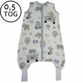 Śpiworki dla dzieci - LETNI ŚPIWOREK MUŚLINOWY Z NOGAWKAMI 56-68 XS 0,5 TOG BAWEŁNA 100% - miniaturka - grafika 1