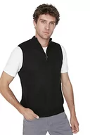 Garnitury - TRENDYOL Męska kamizelka z dekoltem w serek, jednokolorowa, regularna, z dzianiny, czarna, M, czarny, M - miniaturka - grafika 1