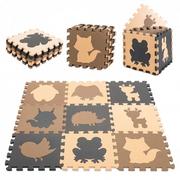 Maty piankowe - Puzzle piankowe mata dla dzieci 9el. beż-brąz-czarny 85cm x 85cm x 1cm - miniaturka - grafika 1
