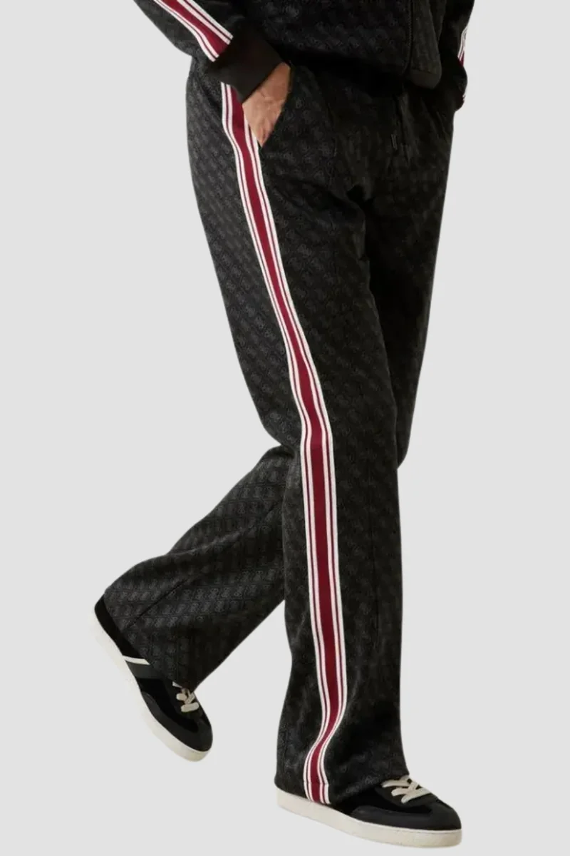 GUESS Czarne męskie spodnie dresowe z lampasami w monogram Parimo L