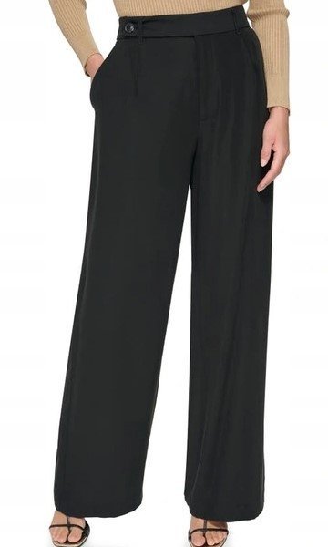 DKNY SPODNIE PALAZZO ELEGANCKIE CZARNE DAMSKIE 36 JHC