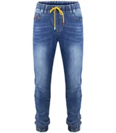 Spodnie damskie - Męskie jeasny spodnie granatowe joggery z wiązaniem-31 - miniaturka - grafika 1