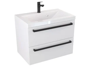 Szafka Wisząca Z Umywalką ATH 60 cm - Biały Mat - Uchwyty Czarne Matowe - Szafki łazienkowe - miniaturka - grafika 1