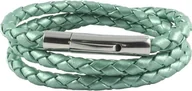Naszyjniki męskie - König Design skórzany naszyjnik skórzany pasek skórzana bransoletka 4 mm męski naszyjnik 17 cm - 100 cm pleciony, długość: 22 centymetry, kolor: zielony metalik - miniaturka - grafika 1