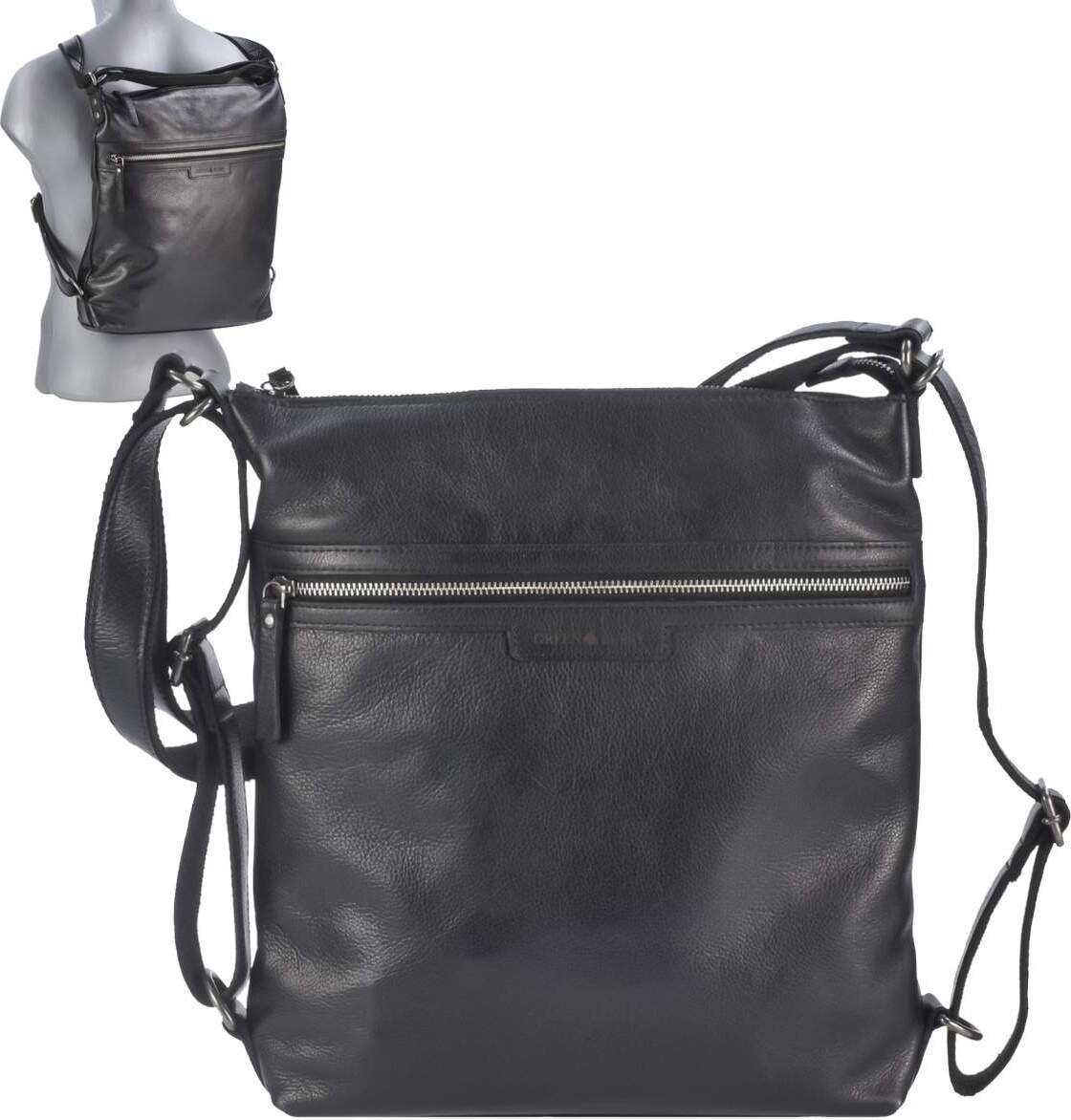 Greenburry skórzany shopper 2w1 do noszenia jako torba lub plecak 31x34cm czarny