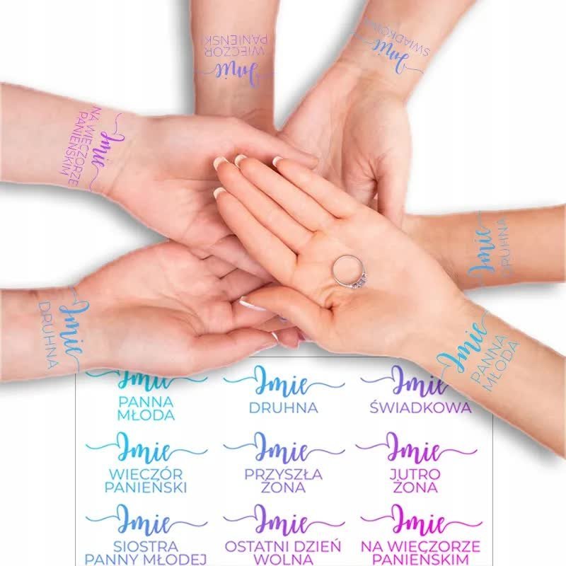 Zestaw Kolorowych Tatuaży Na WIECZÓR PANIEŃSKI Wz