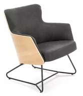 Fotele - Fotel wypoczynkowy CHILLOUT tapicerowany ciemny popiel / dąb naturalny - miniaturka - grafika 1