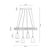 Lampy sufitowe - Lampa wisząca Como, 4-punktowa, drewno orzechowe - miniaturka - grafika 1