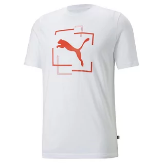 Koszulki sportowe męskie - Męska Koszulka PUMA CAT GRAPHIC TEE PUMA WHITE 67174202 – Biały - grafika 1