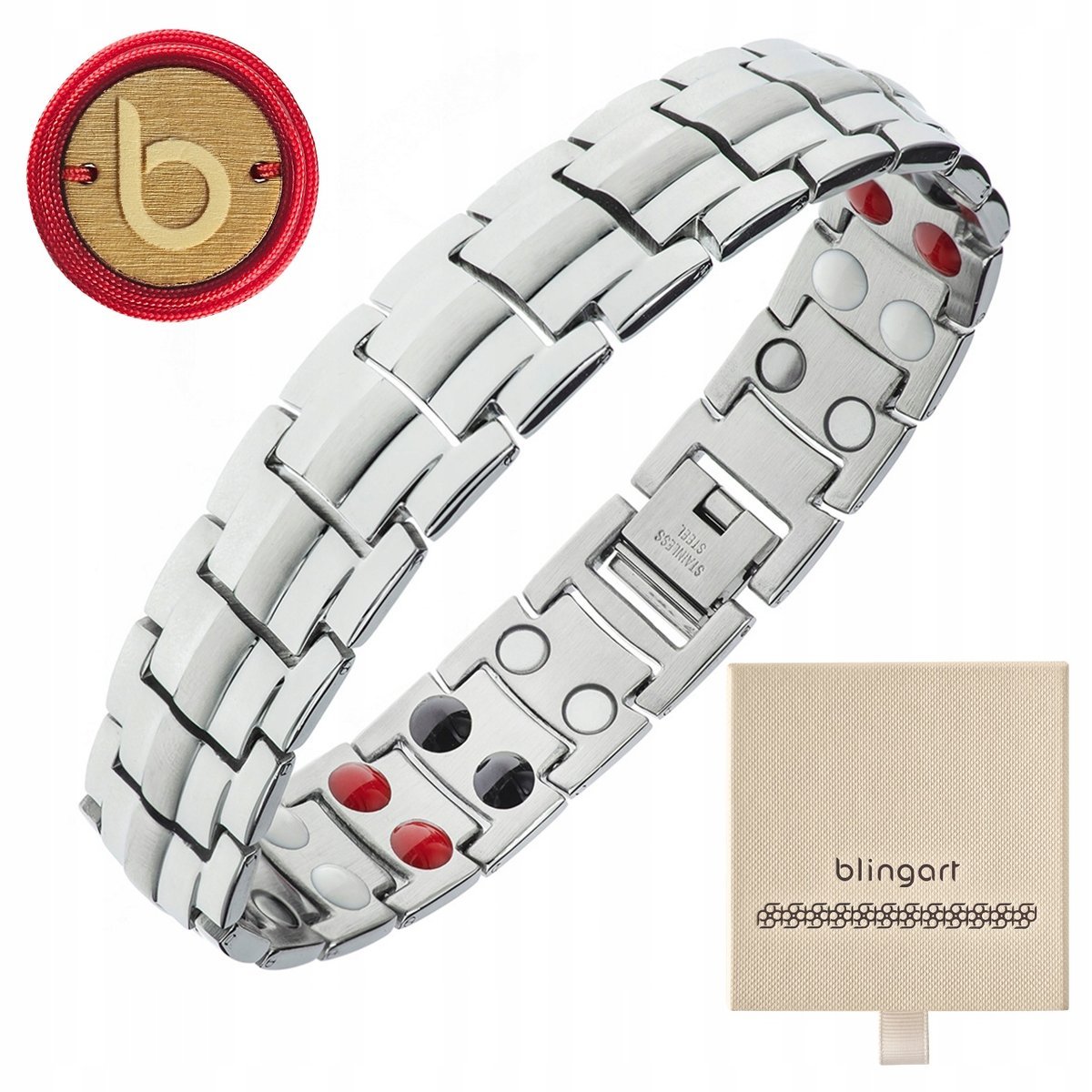 Bransoletka magnetyczna męska zdrowotna ze stali chirurgicznej BLINGART