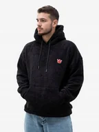 Bluzy męskie - BLUZA Z KAPTUREM MĘSKA SHERPA MIŚ FUTRO JIGGA KORONA MINI LOGO Czarna XXL - miniaturka - grafika 1