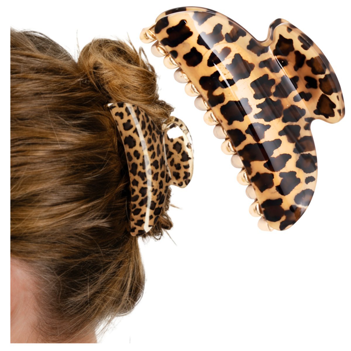 Klamra do Włosów Brązowa Spinka Francuska w Panterkę Cętki Wytrzymała