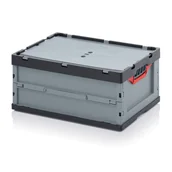 Pudła i pojemniki do przechowywania - AUER Skrzynki składane z wiekiem 600x400x270 mm FBD 64/27 - miniaturka - grafika 1
