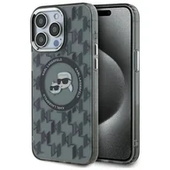 Etui i futerały do telefonów - Karl Lagerfeld KLHMP15XHMCKMHK iPhone 15 Pro Max 6.7" czarny/black IML Monogram Karl&Choupette Head MagSafe - miniaturka - grafika 1