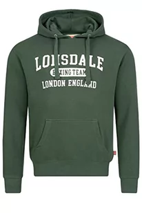 Lonsdale Męska bluza z kapturem Smerlie, bottle green/white, S - Bluzy męskie - miniaturka - grafika 1