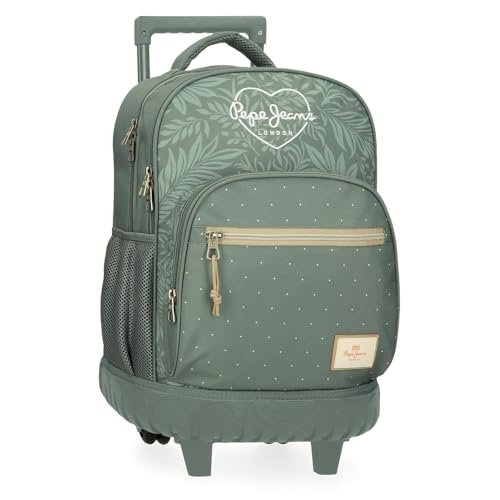 Pepe Jeans Coralie Plecak Compact 2 Wheels Zielony 32x43x21 cm Poliester 28,9L by Joumma Bags, Zielony, Talla única, Kompaktowy plecak 2 koła