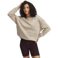 Bluzy damskie - Damska bluza dresowa nierozpinana bez kaptura Under Armour UA Icon Fleece OS Crew - beżowa - miniaturka - grafika 1