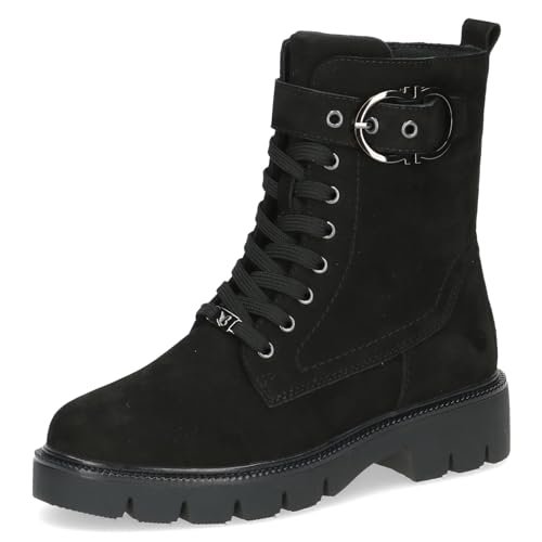 CAPRICE Damskie sztyblety Lace Boot Flat 9-25211-43, Black nubuc, 39 EU