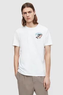 Koszulki męskie - AllSaints AllSaints t-shirt bawełniany kolor biały z nadrukiem - grafika 1