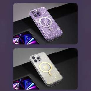 Kingxbar PQY Geek Series magnetyczne etui iPhone 14 MagSafe srebrne - Etui i futerały do telefonów - miniaturka - grafika 12