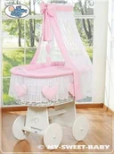 Łóżeczka i kojce - My Sweet Baby Kosz Mojżesza z baldachimem- Amelie różowy - miniaturka - grafika 1