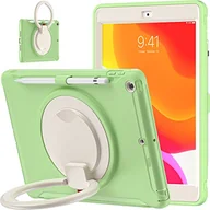Etui do tabletów - Matcha zielone etui na iPad 2019 2020 2021 10,2 cala iPad Generation 9/8/7 płaskie etui ochronne z tuleją na długopis 360° ręczna podpórka obrotowa trzy dowody - miniaturka - grafika 1