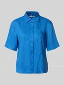 Bluzki damskie - Bluzka lniana o kroju loose fit z brustaszą - miniaturka - grafika 1