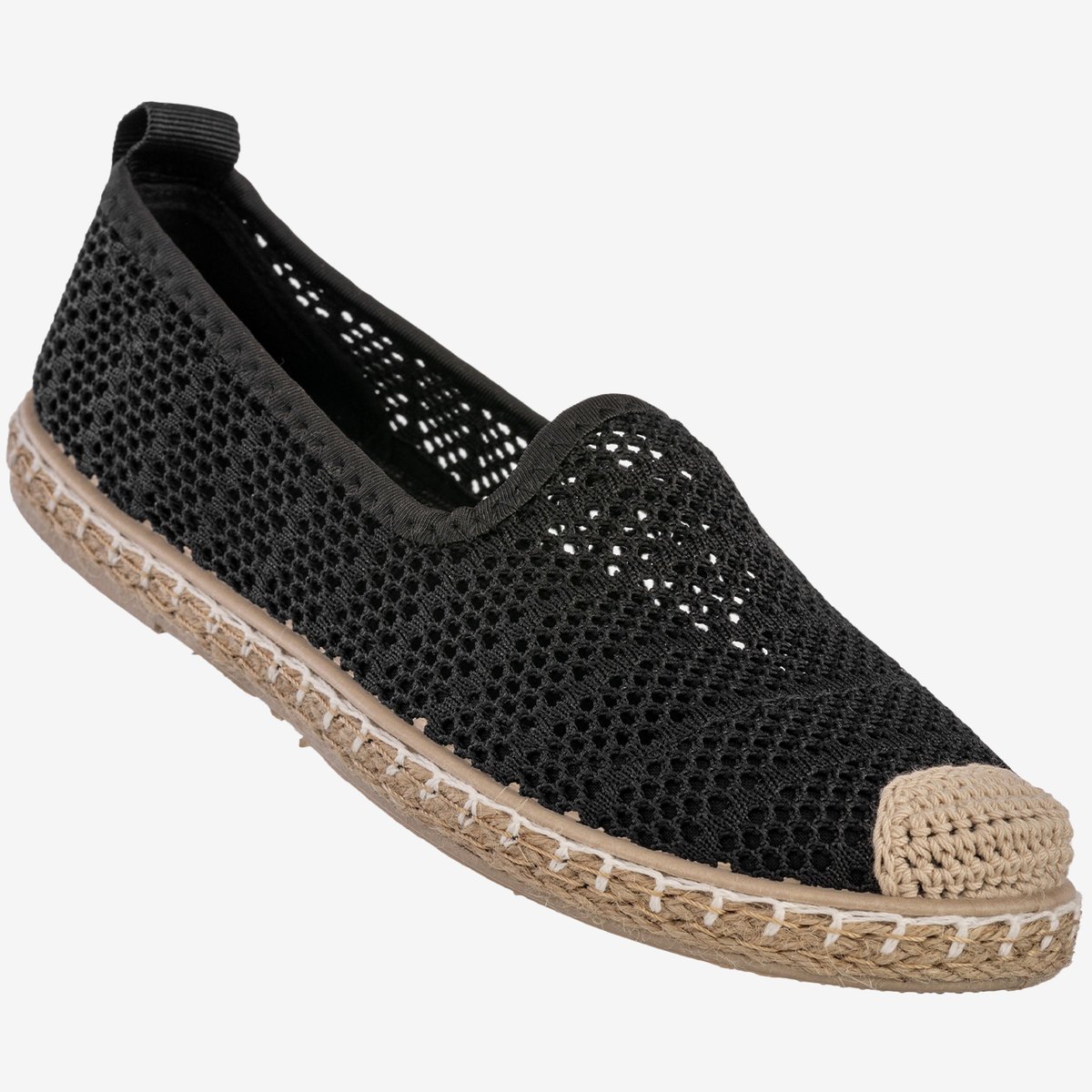 Espadryle Damskie Ażurowe Buty Casual Półbuty Letnie Czarne DD3011-1 Czarny 36