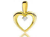 Wisiorki - Złota zawieszka 585 kontur serca z cyrkonią wiosiorek na prezent elegancki - miniaturka - grafika 1