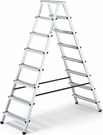 Magazynuj Drabina aluminiowa, dwustronna, 8 stopni, wytrzymałość 125 kg - HOME