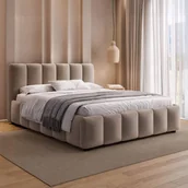 Łóżka - Łóżko tapicerowane 4578G 140x200 Welur Ciemny Beż #10 - miniaturka - grafika 1