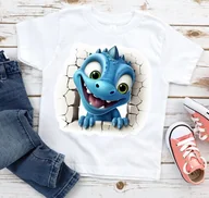 Koszulki dla dziewczynek - koszulka z dinozaurem dla dziecka dino14 - miniaturka - grafika 1
