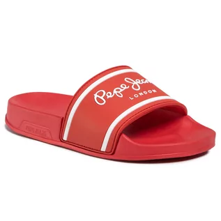 Buty dla chłopców - Klapki PEPE JEANS - Slider Logo Boys PBS70034 Red 255 - grafika 1