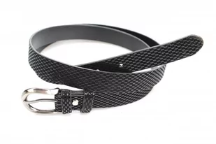 Pas-Max Pasek Damski Skórzany (PL) Skóra Licowa EXTRA Gładki 25 mm CZARNY Z WZORKIEM - Paski - miniaturka - grafika 1