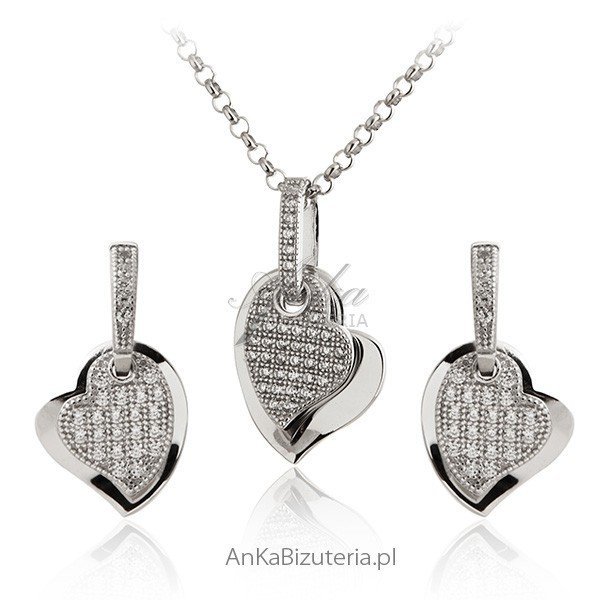 ankabizuteria.pl Piękny komplet biżuterii srebrnej z mikro cyrkoniami