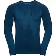 Koszulki męskie - ODLO Męska koszulka Kinship ciepła L/S Base Layer Top, Niebieski skrzydło morski melanż, XL - miniaturka - grafika 1