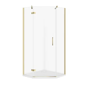 Kabina prysznicowa Cersanit Jota 90x90x195 pięciokątna złoty transparentne z brodzikiem tako slim 4cm biały S601-365 - Kabiny prysznicowe - miniaturka - grafika 1