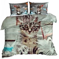 Pościel - Pościel bawełna satyna 3D 140x200cm KOT - miniaturka - grafika 1